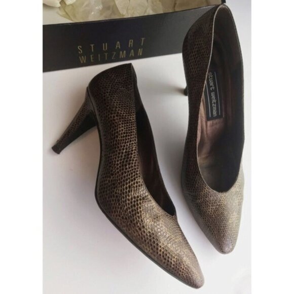 Stuart Weitzman • Vintage Textured Brown Heels - Picture 1 of 5